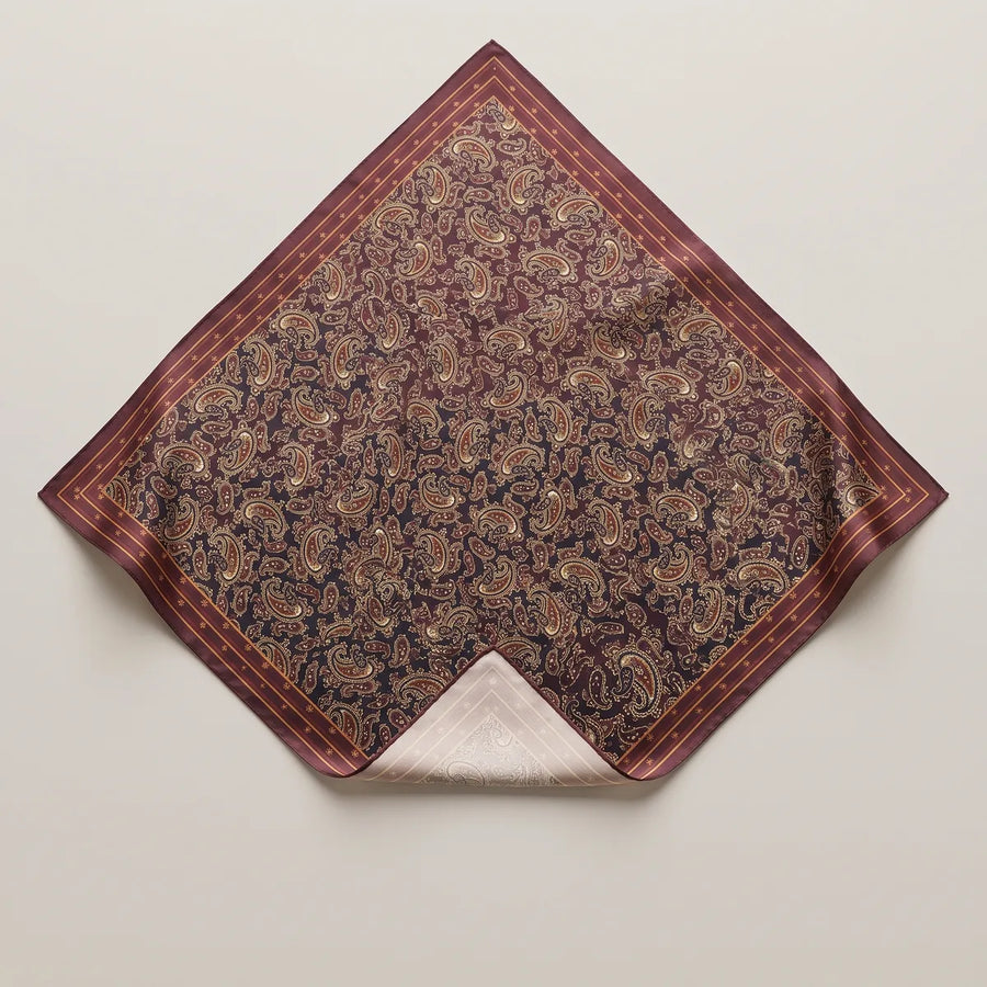 Burgundy Paisley Silk Bandana Merlot
