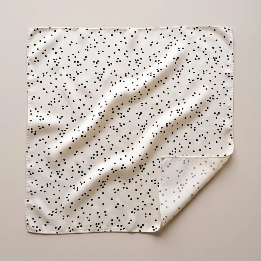 Cream Polka Dot Silk Square Scarf Scattered Dots