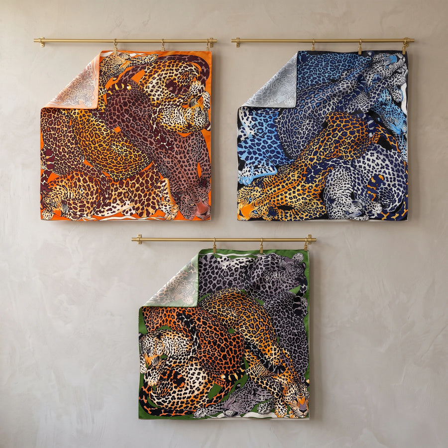 Leopard Print Silk Shawl Set Of 3 Leopard Nap