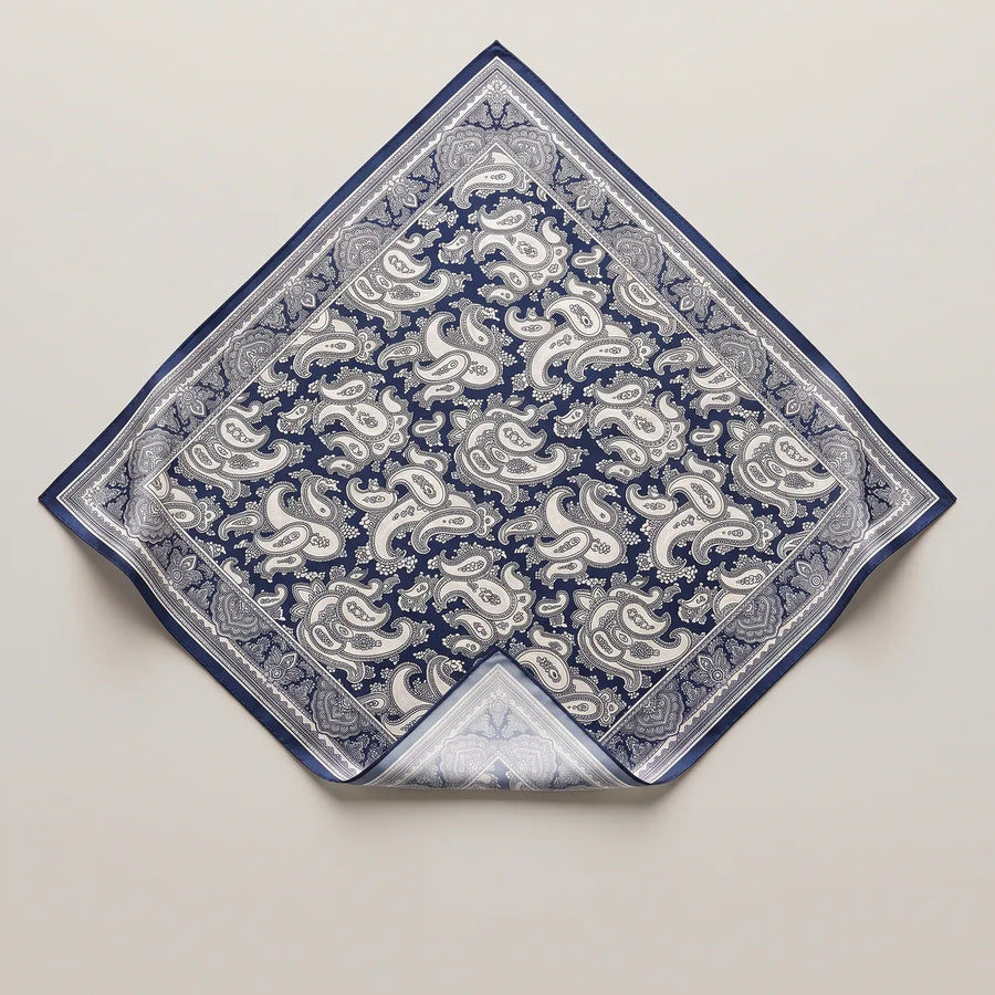 Navy Paisley Silk Bandana Lacework
