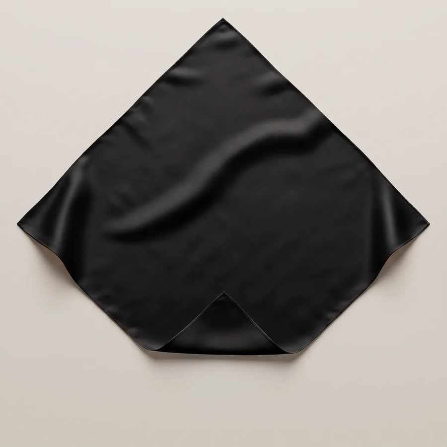 Solid Black Silk Bandana