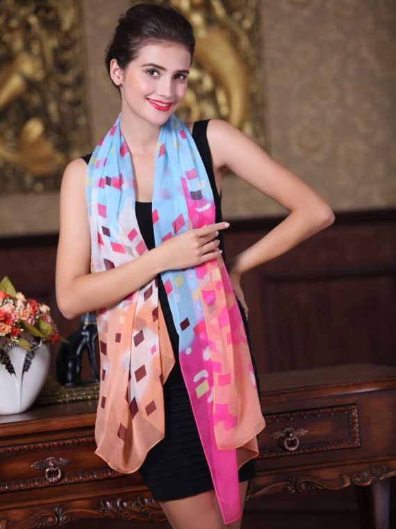 Women Fashion Stylish Soft Silk Chiffon Scarf Colorful Scarf Shawl
